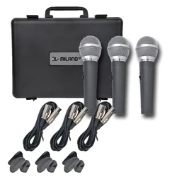 סט 3 מיקרופונים במזוודה עם כבלים וקליפסים DM673KIT
