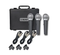 סט 3 מיקרופונים במזוודה עם כבלים וקליפסים DM-673KIT